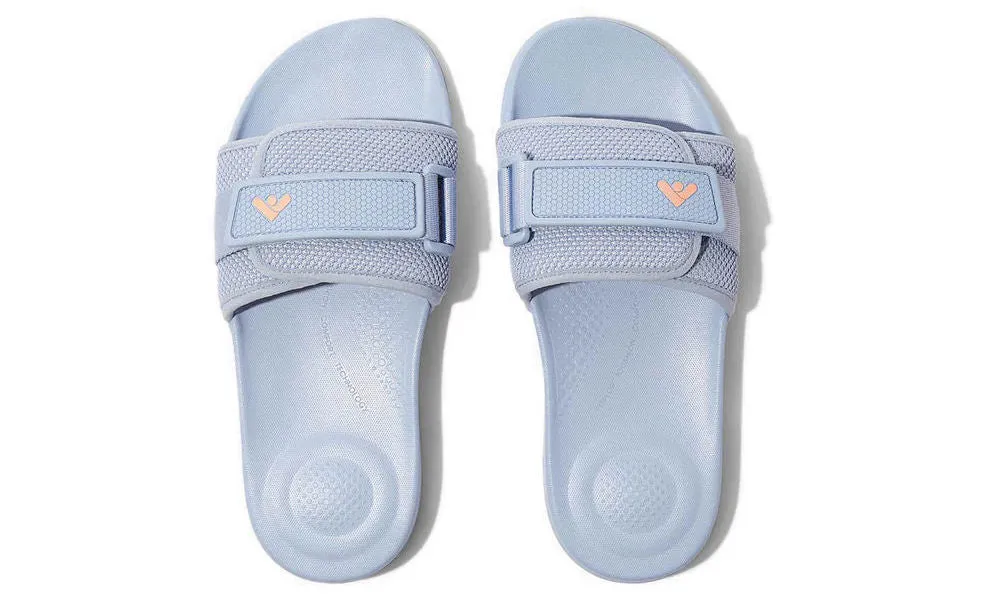 FitFlop Womens Iqushion Adjustable Water Resistant Knit Pool Slides Skywash Blue