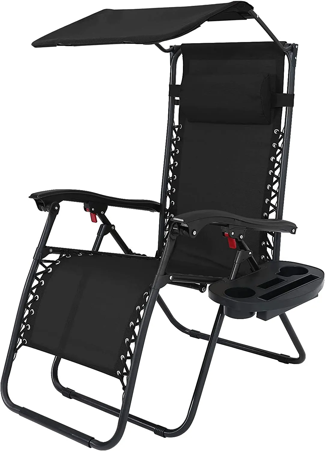 Folding Zero Gravity Outdoor Recliner Patio Lounge Chair with Adjustable Canopy Shade and Cup Holder