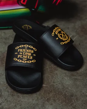 Friends in Low Places Slides - Gold & Black