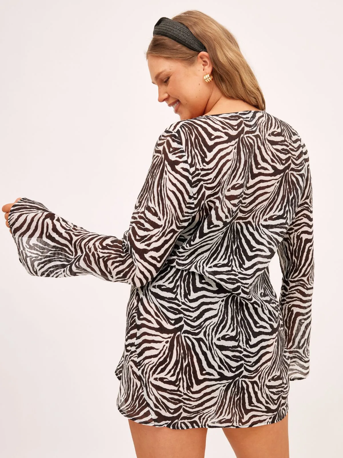 Gianna Sheer Beach Cover Up / Zebra