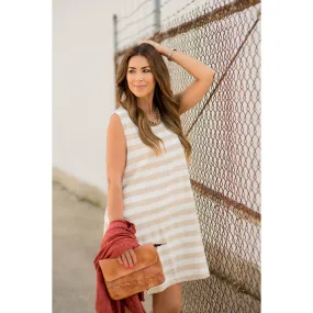 Horizontal Stripe Sleeveless Dress