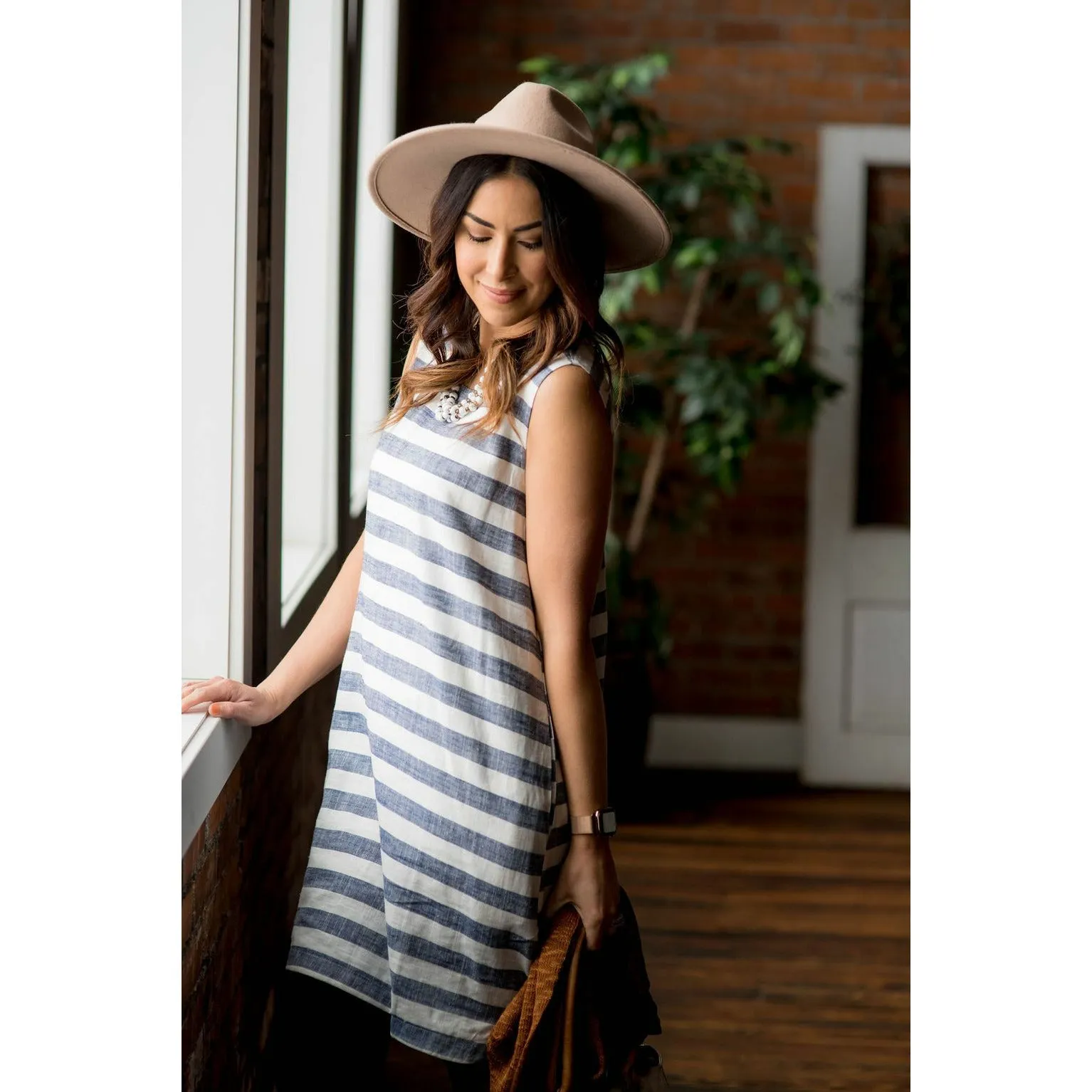 Horizontal Stripe Sleeveless Dress