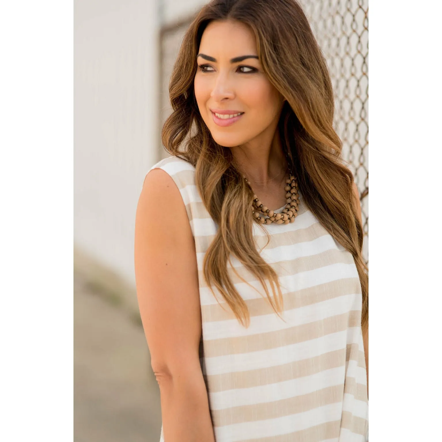 Horizontal Stripe Sleeveless Dress