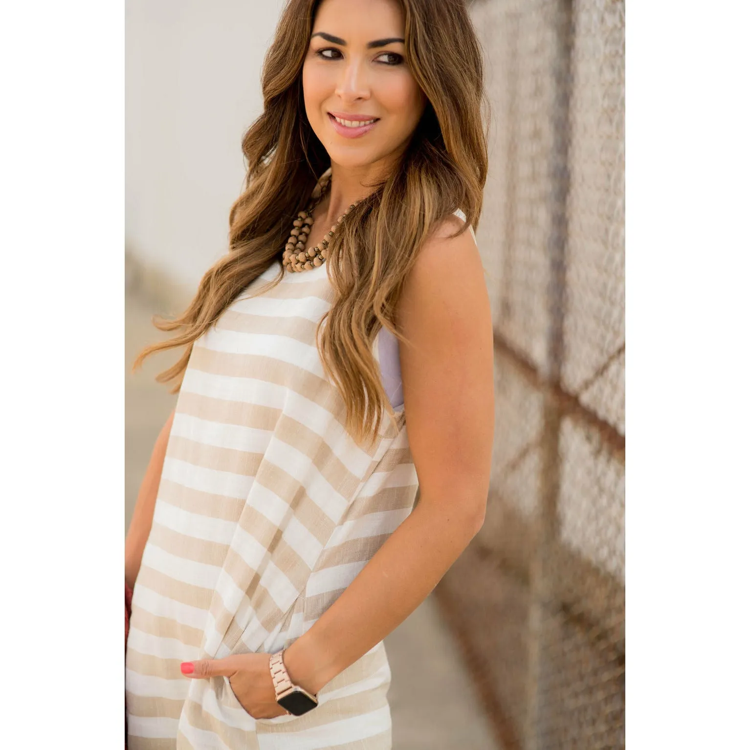 Horizontal Stripe Sleeveless Dress