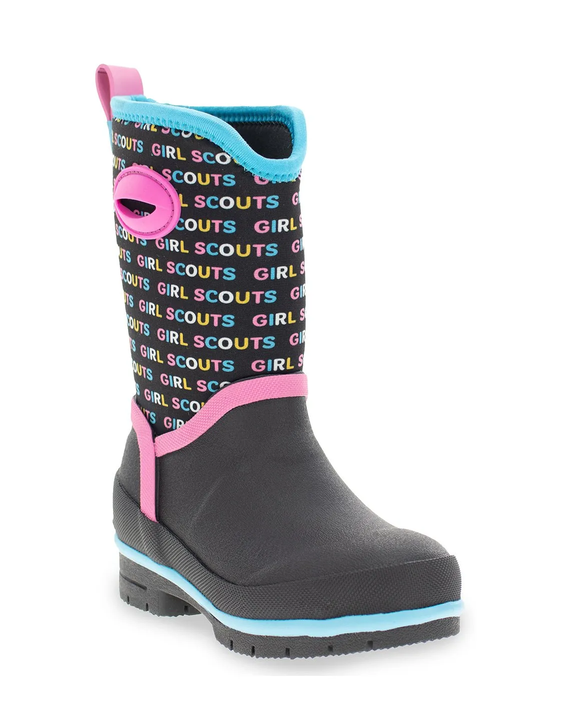 Kids Girl Scouts Neon Neoprene Cold Weather Boot - Black