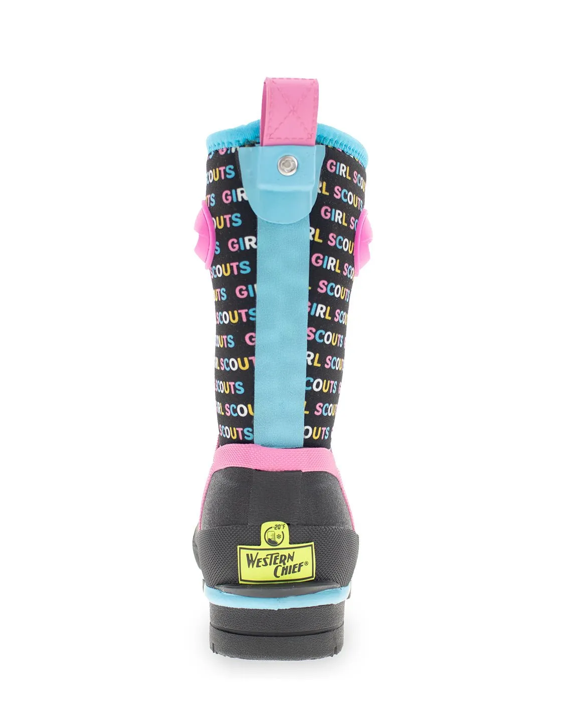 Kids Girl Scouts Neon Neoprene Cold Weather Boot - Black