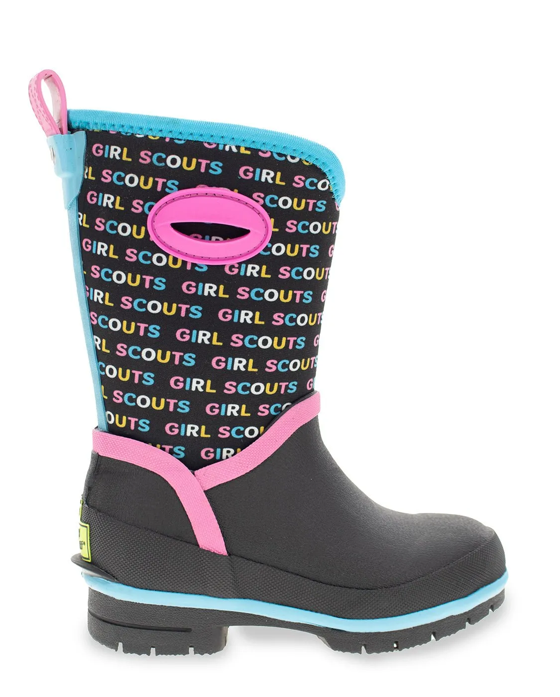 Kids Girl Scouts Neon Neoprene Cold Weather Boot - Black