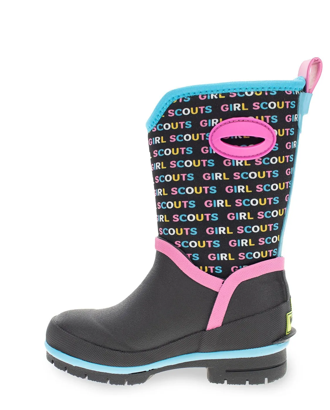 Kids Girl Scouts Neon Neoprene Cold Weather Boot - Black