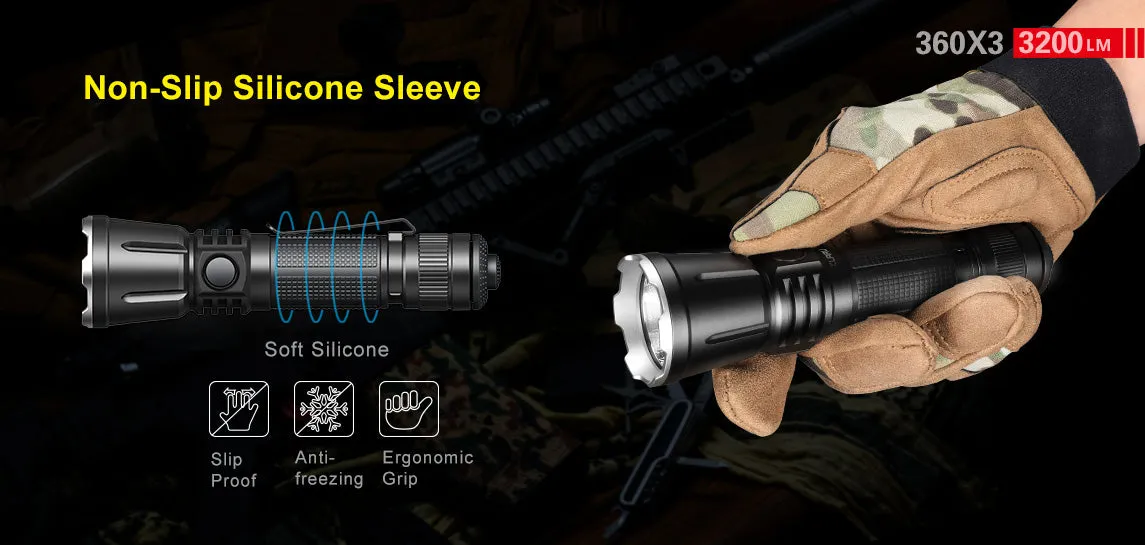 Klarus 360X3 360º Omni-directional Dual Switch Rapid Reaction Tactical Flashlight 3200 Lumen