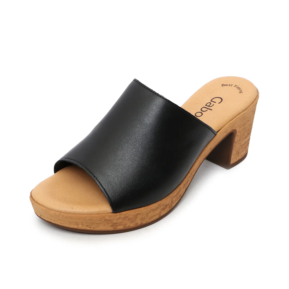 Lara Black Soft Walking Heel Sandals