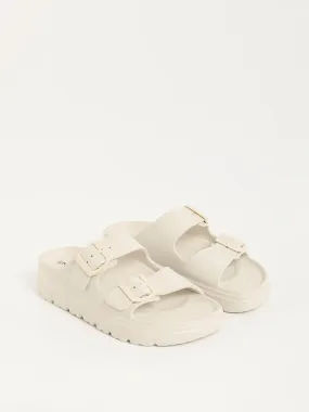 LUNA BLU Off-White Buckle-Strap Chunky Flip-Flop