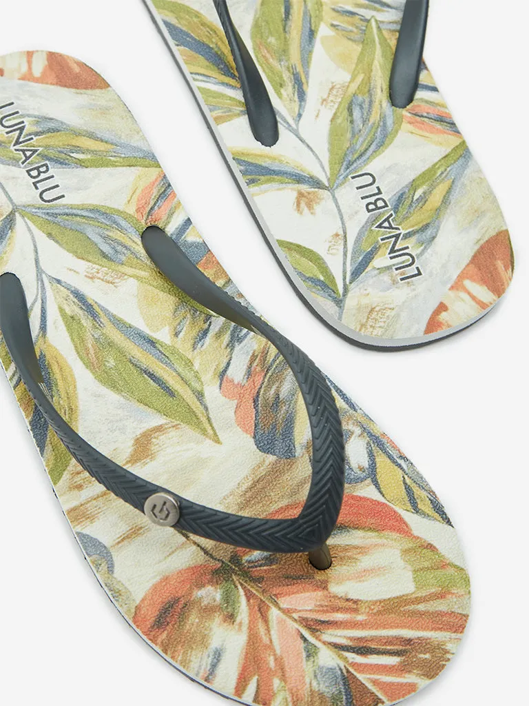 LUNA BLU Olive Leaf Design Flip-Flop