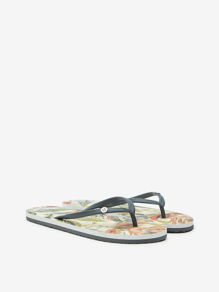 LUNA BLU Olive Leaf Design Flip-Flop