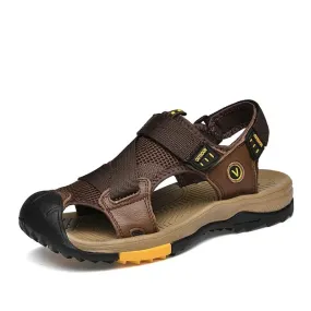 Men Sandals Summer New Mesh And Leather Style Fashion Quick-Dry For Men Casual Outdoor Beach Water Sandals Big Size