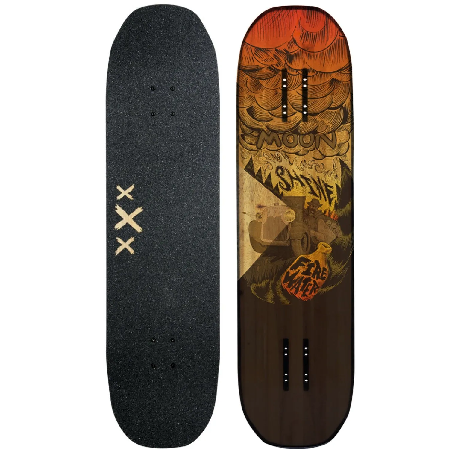 Moonshine Firewater Longboard Skateboard, Deck and Complete