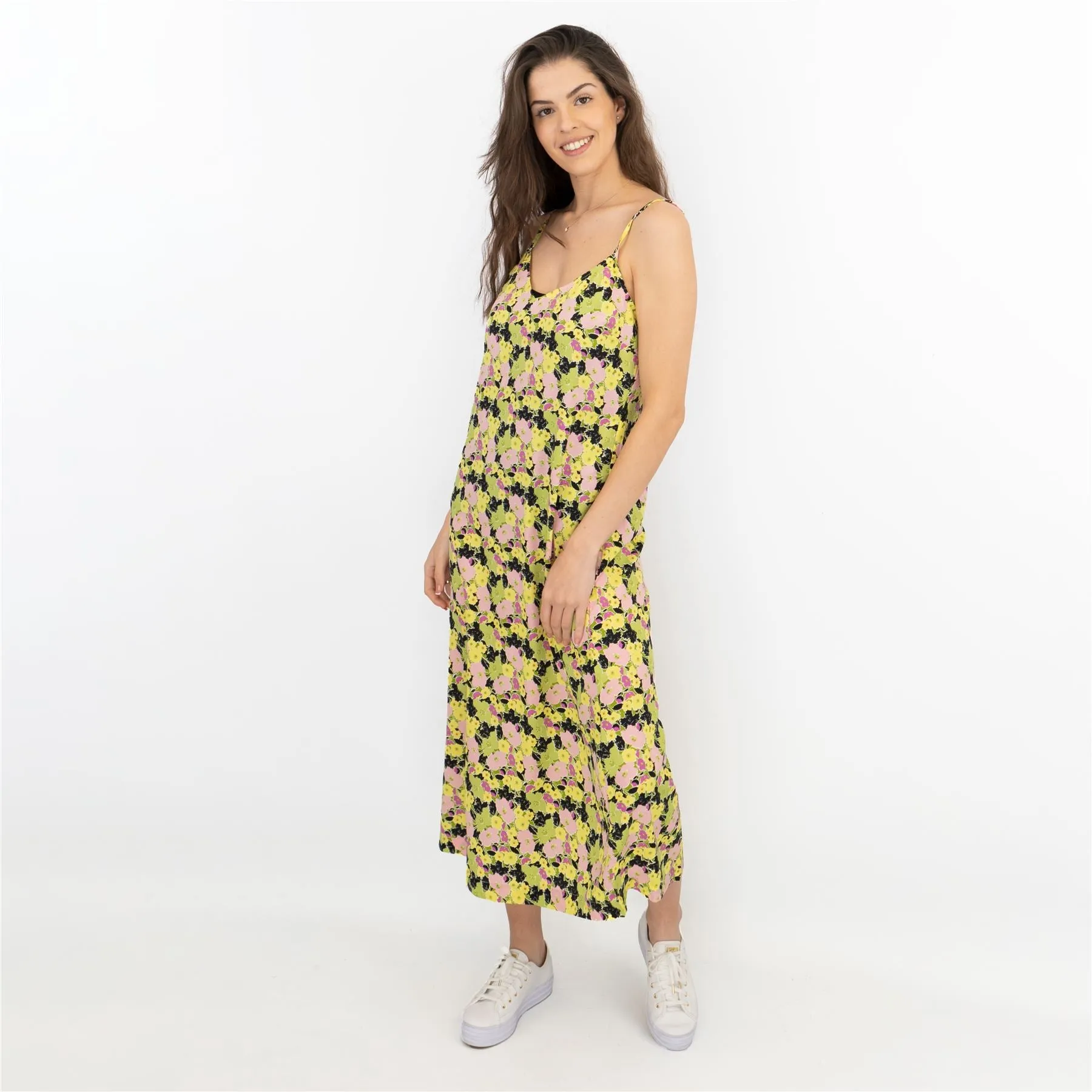 Next Floral Green Sleeveless Spaghetti Strap Midi Sun Dress