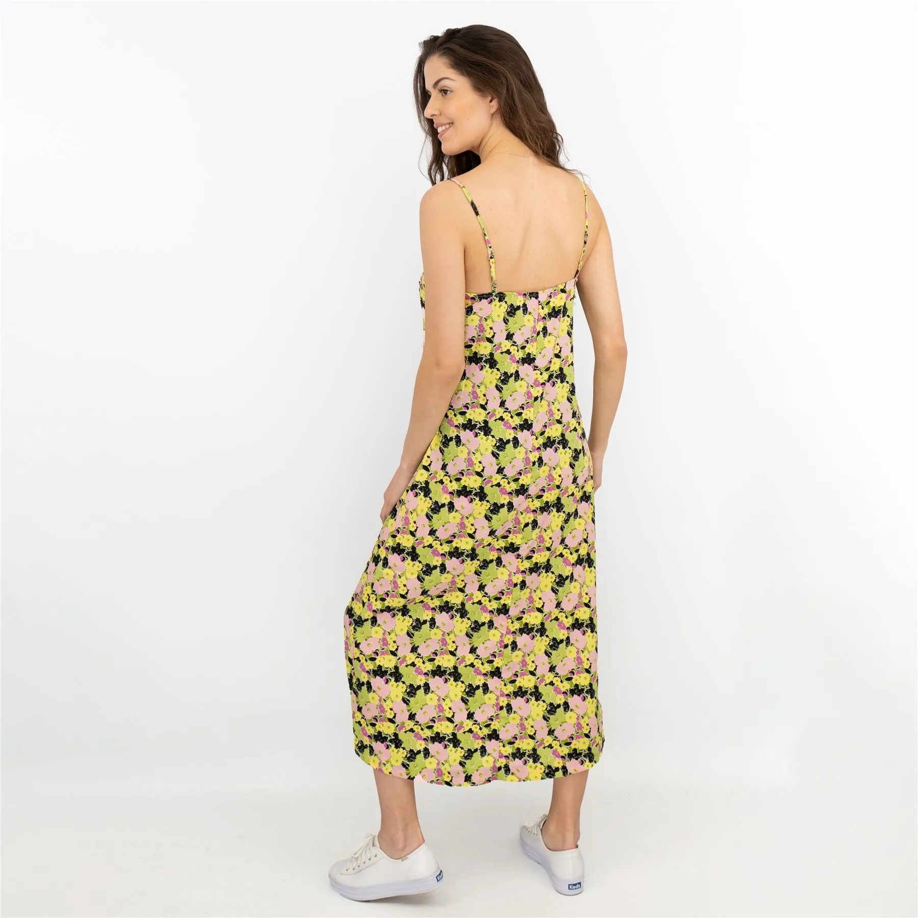 Next Floral Green Sleeveless Spaghetti Strap Midi Sun Dress