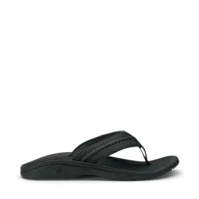 OluKai Men's Hokua Thong Sandal in Black/Dark Shadow