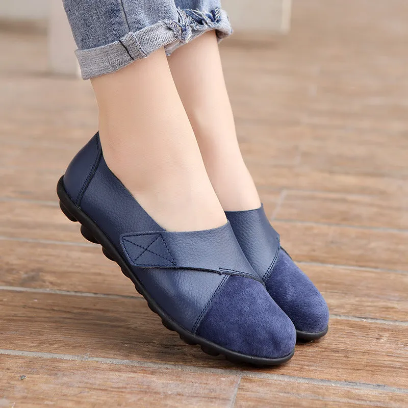 Orthopedic Wide Toe Box Comfy Leather Loafer Shoe For Women