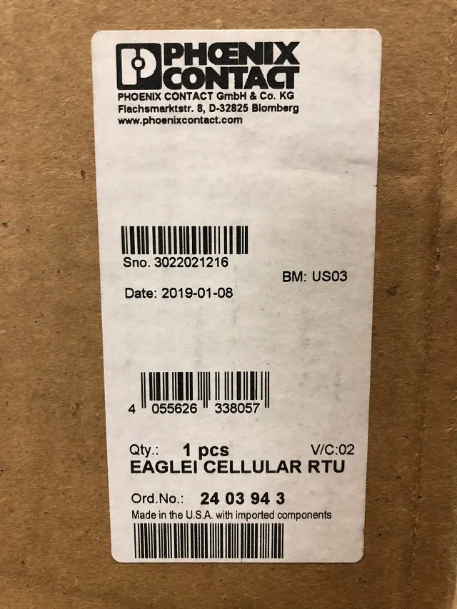 Phoenix Contact EAGLEI CELLULAR RTU 2403943 120VAC 5A Cellular RTU Data Logger