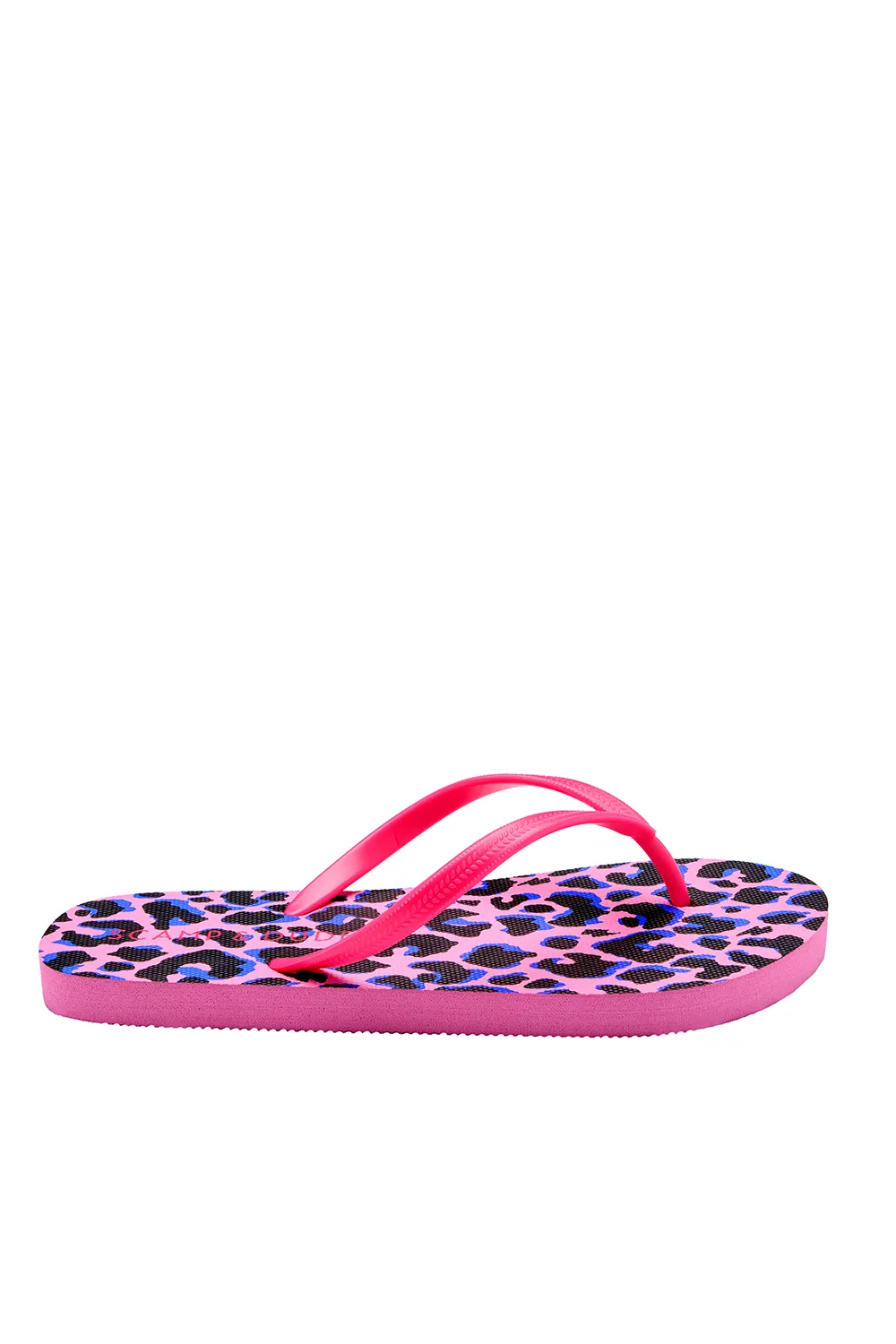 Pink with Blue & Black Leopard Flip Flops