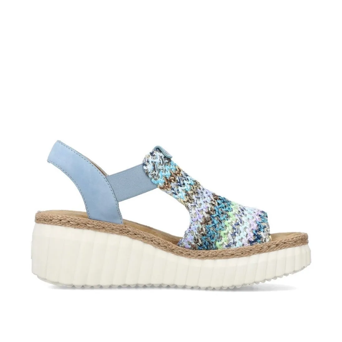 Rieker 69172-91 Morelia Blue Multi Weave Wedge Sandals