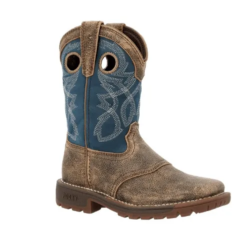 Rocky Children’s & Youth Legacy 32 Slate Blue & Brown 8" Waterproof Western Boots RKW0409C; RWW0409Y