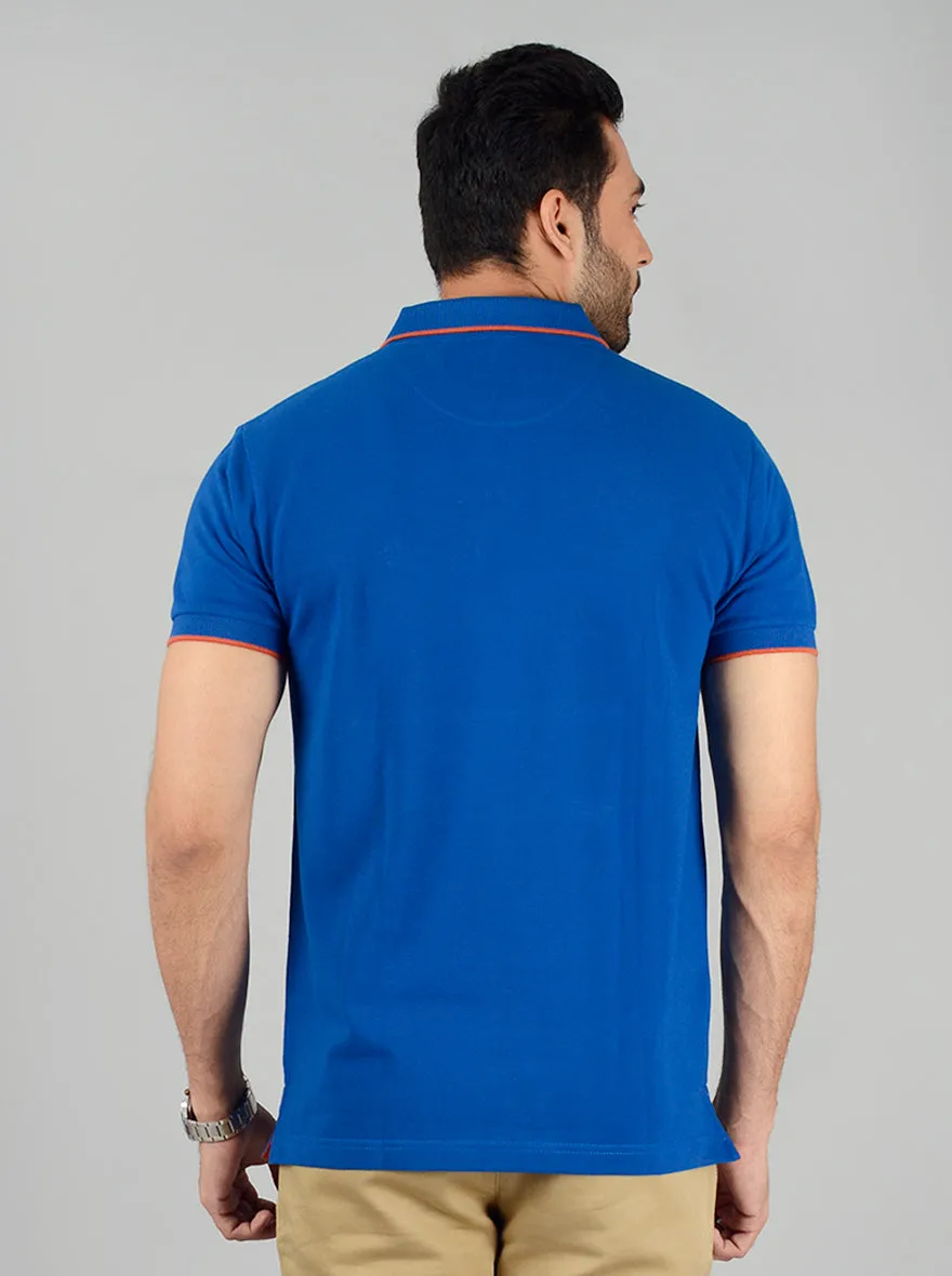 Royal Blue Solid Slim Fit Polo T-Shirt | Greenfibre