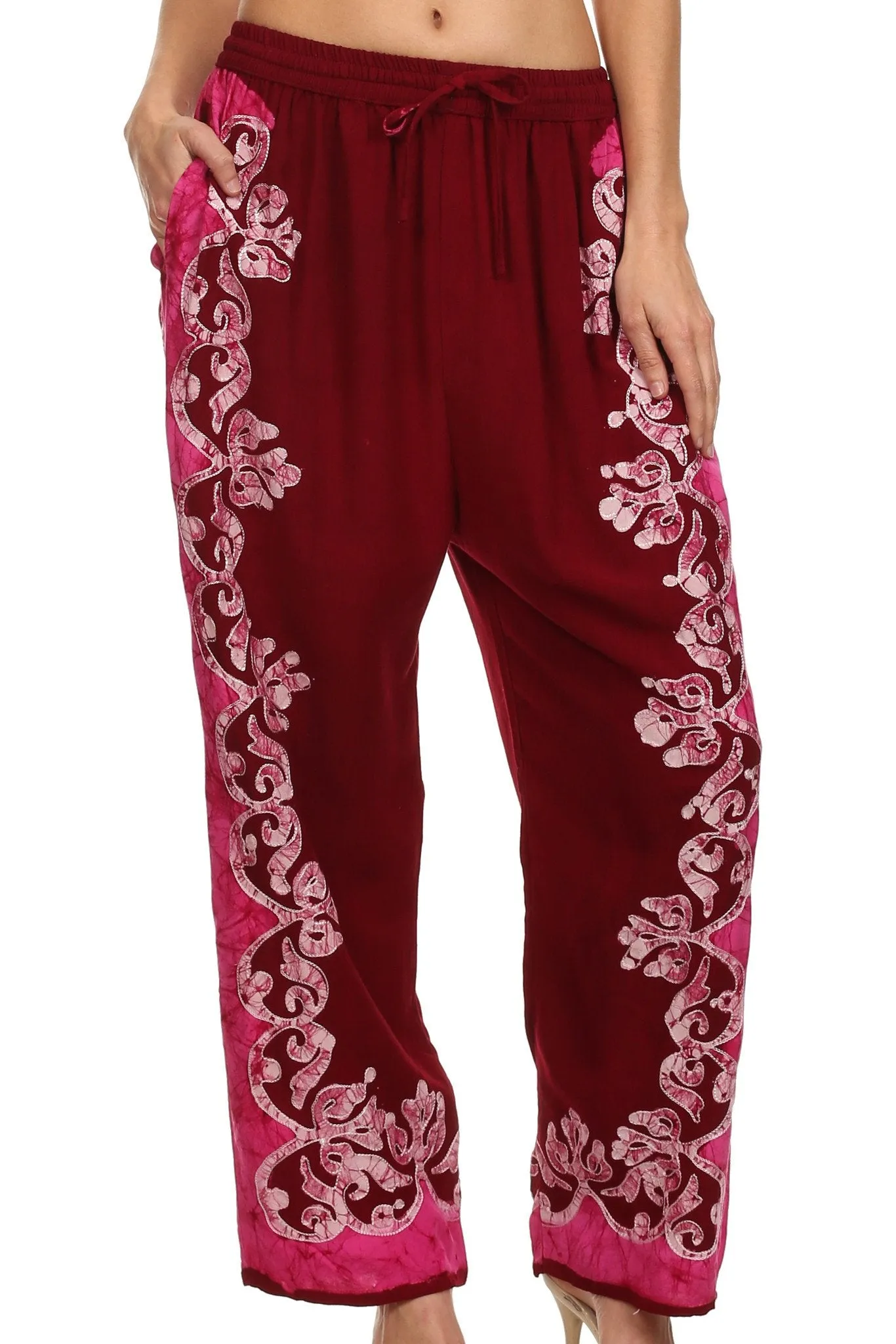 Sakkas Aliyah Embroidered Stonewashed Wide Leg Palazzo Pant