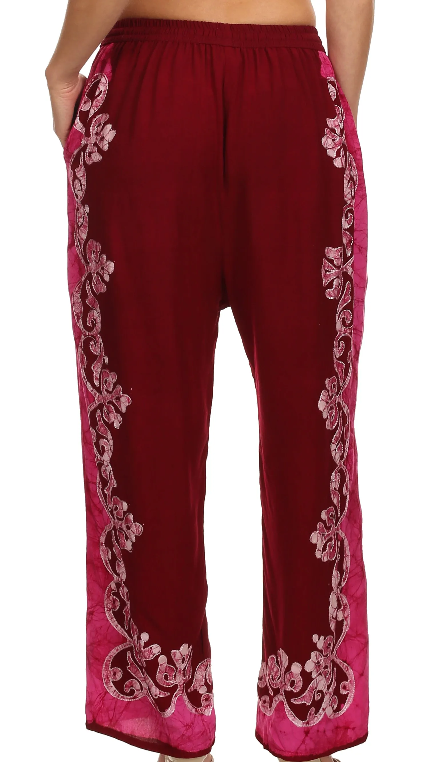 Sakkas Aliyah Embroidered Stonewashed Wide Leg Palazzo Pant