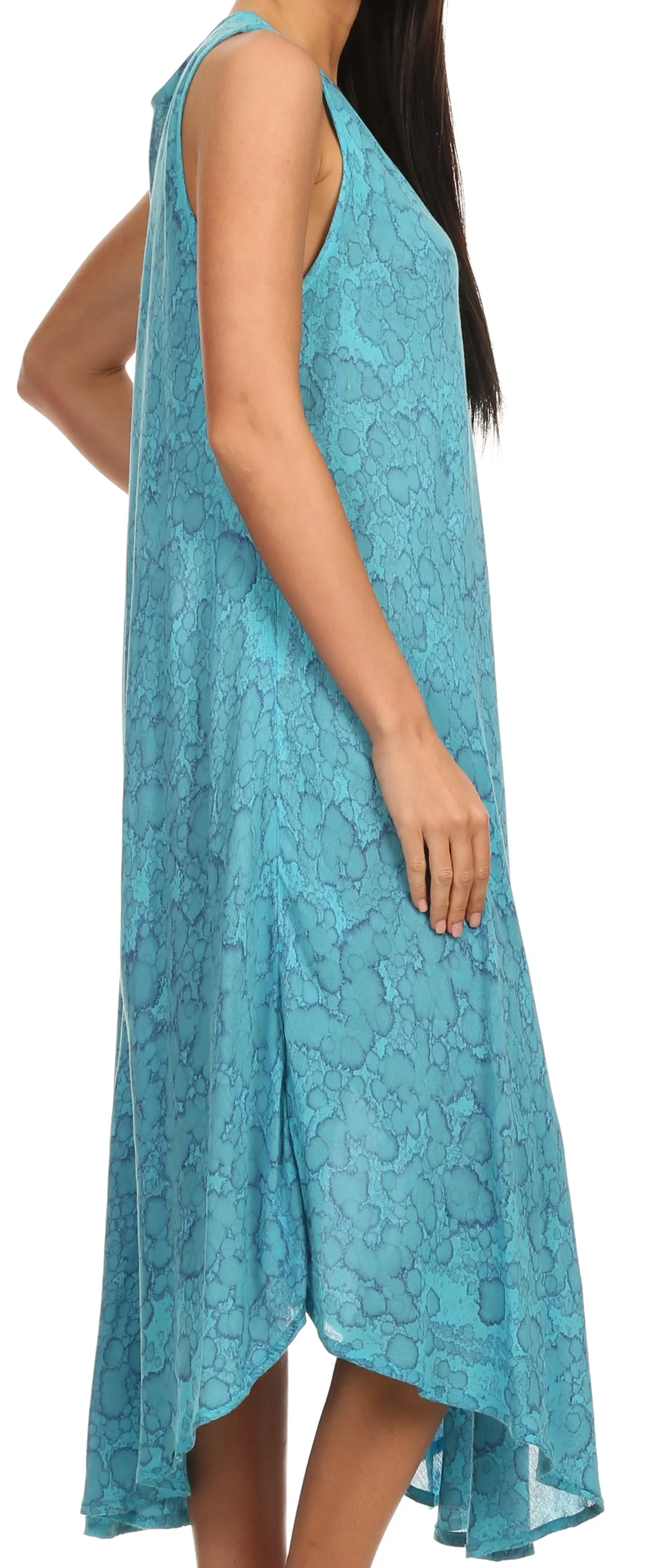 Sakkas Eva Sleeveless Freckled Dyed Scoopneck Long Caftan Dress / Cover Up