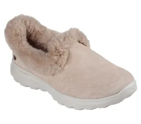 Sketchers Womens GOWalk Lounge Suede Slip w/ Exposed Faux Fur Lining Shoe