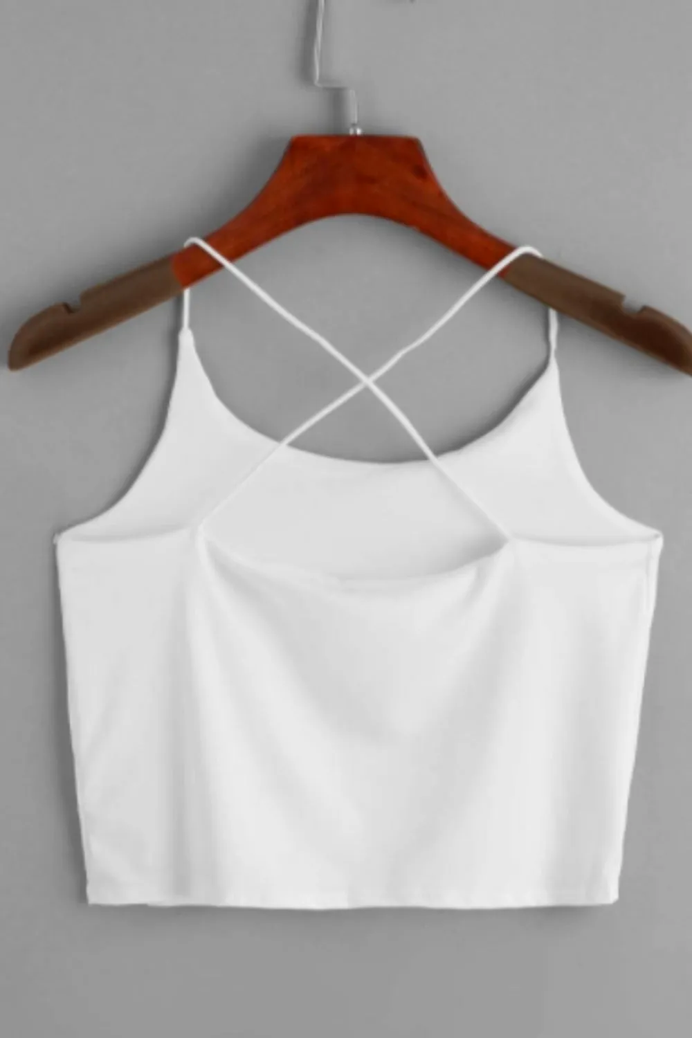 Solid Criss Cross Spaghetti Strap Cami Top