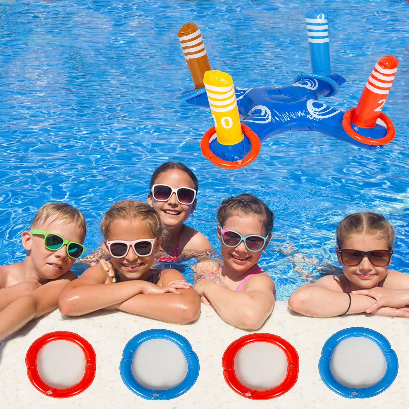 THINKMAX 9PCS PVC Inflatable Pool Fighting Float Row Toys