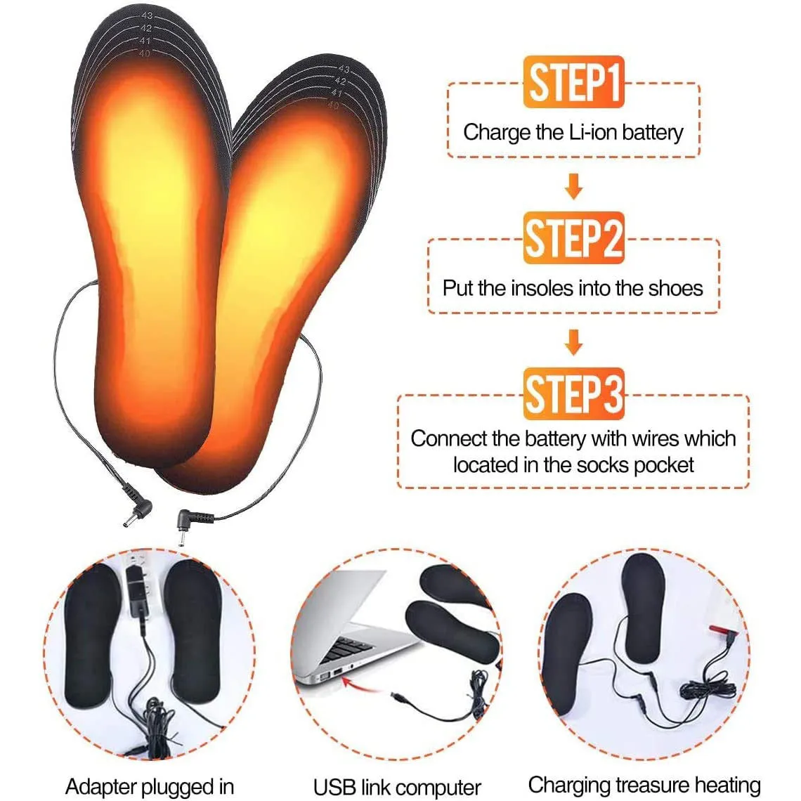 Toasty-TOES Orthopedic Heated Insoles. Rechargable. 100% SAFE! Waterproof