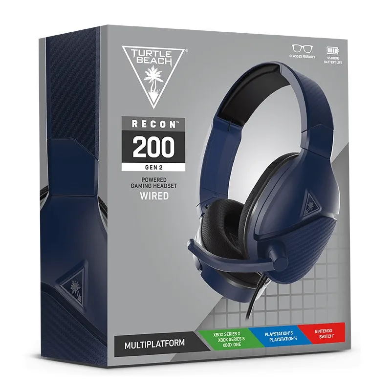 Turtle Beach Recon 200 Gen 2 Universal Headset Headphones Microphone XBOX PS4 PS5 Blue