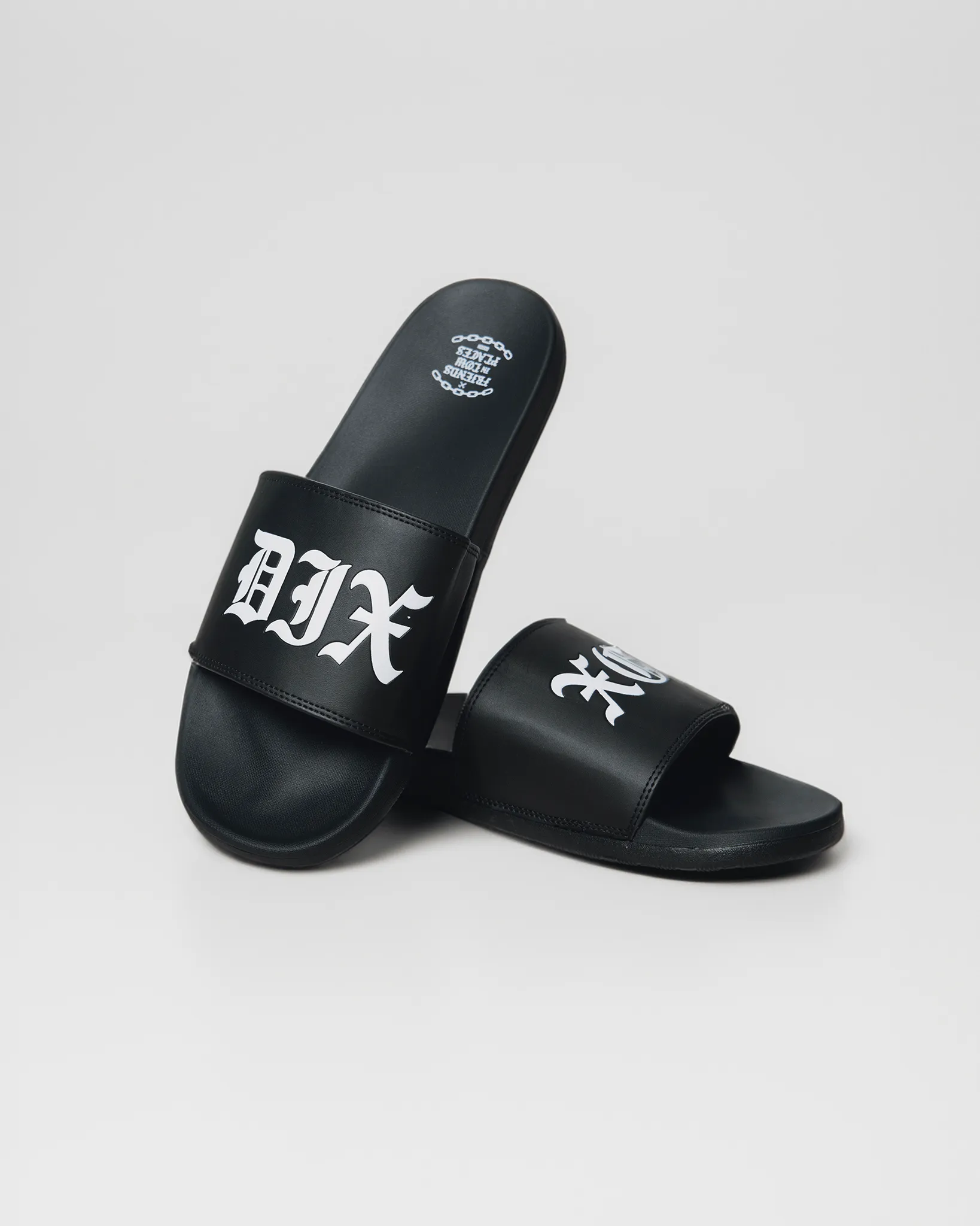 White Central Slides - Black