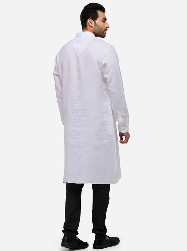 White Solid Regular Fit Modi Kurta | JadeBlue