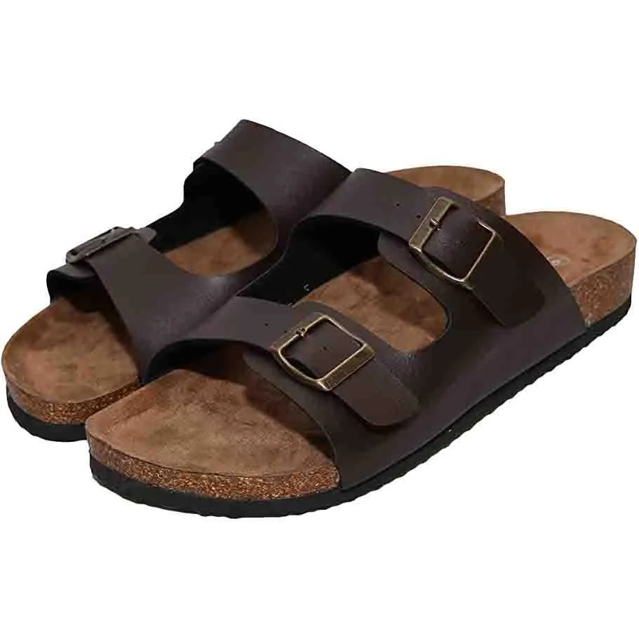 WTW Men's Arizona 2-Strap PU Leather Platform Sandals