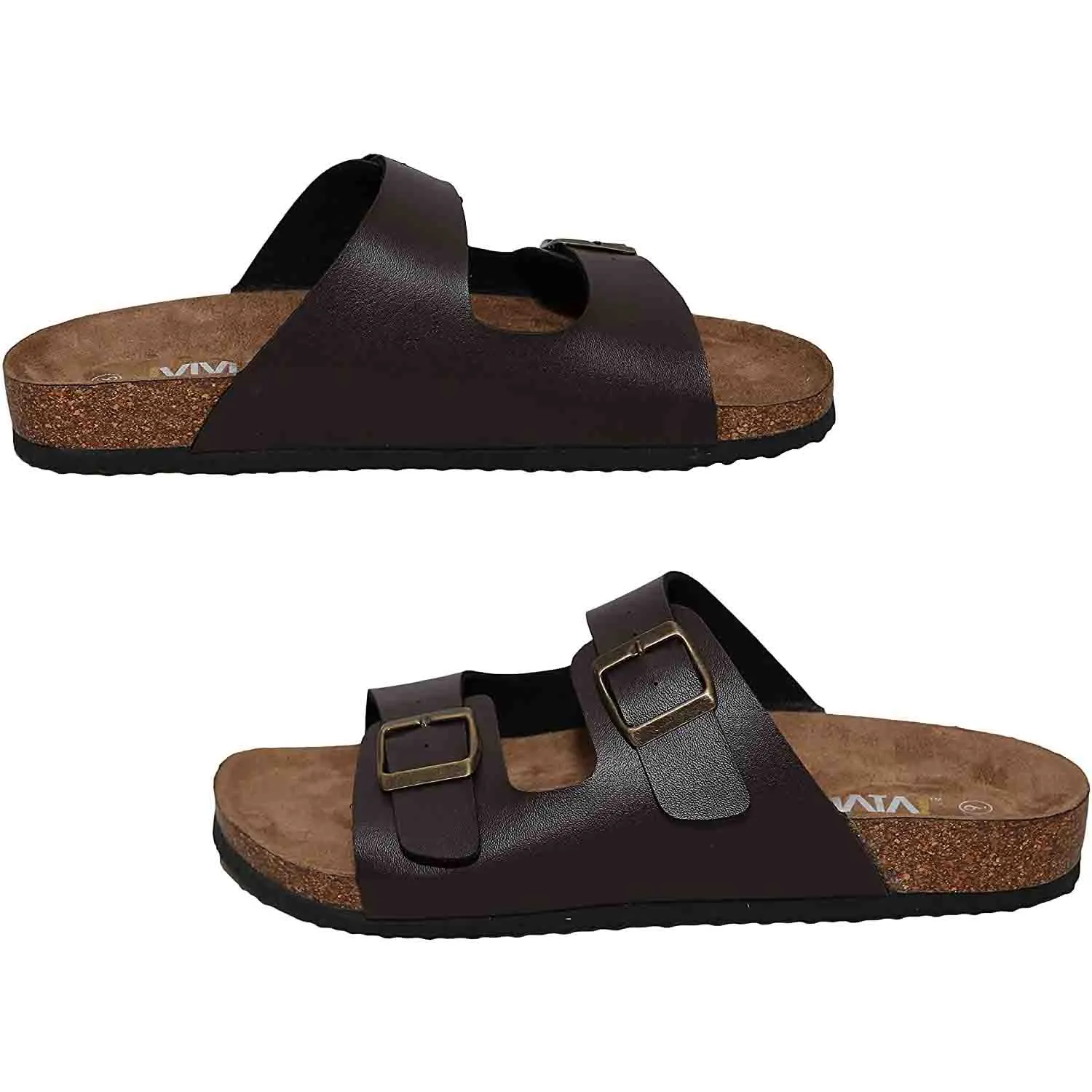 WTW Men's Arizona 2-Strap PU Leather Platform Sandals