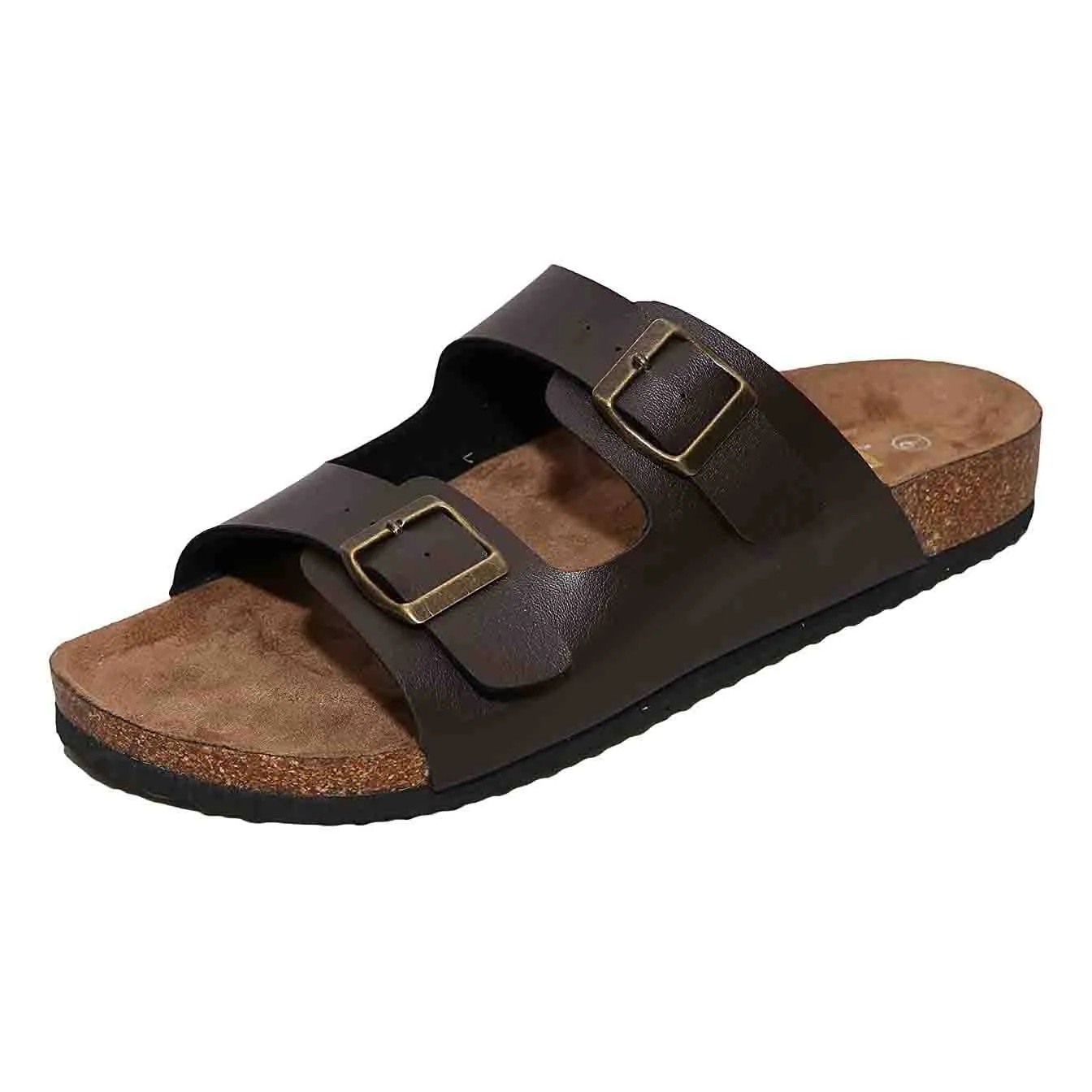 WTW Men's Arizona 2-Strap PU Leather Platform Sandals