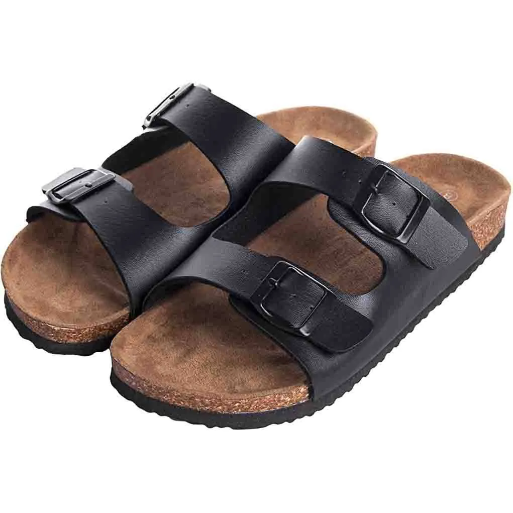 WTW Men's Arizona 2-Strap PU Leather Platform Sandals