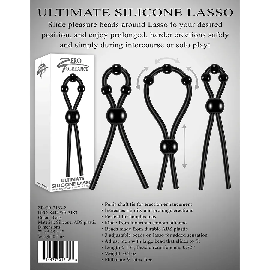 Zero Tolerance Ultimate Silicone Lasso with Adjustable Pleasure Beads